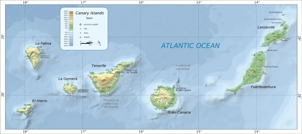 Carte des îles Canaries