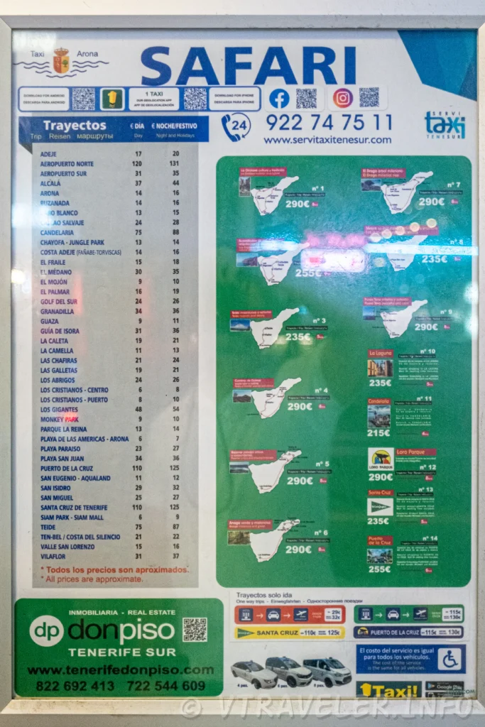 Preços dos táxis em Tenerife em 2024