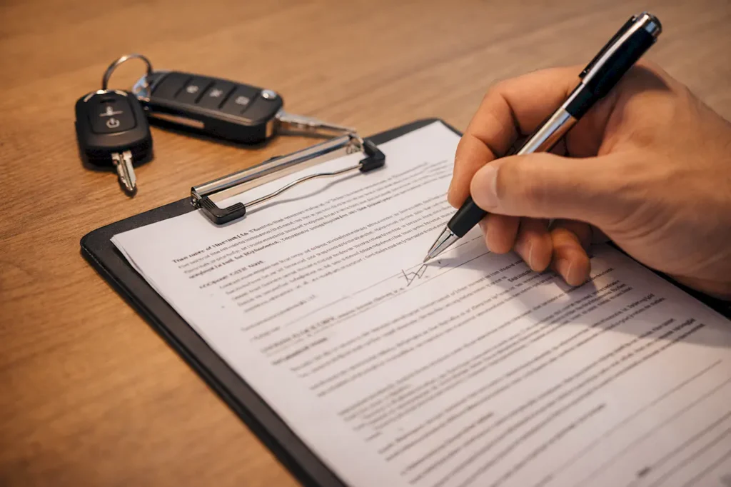 Внимательно читайте условия страховки перед подписанием договора Подписание договора страховки при аренде авто на Тенерифе